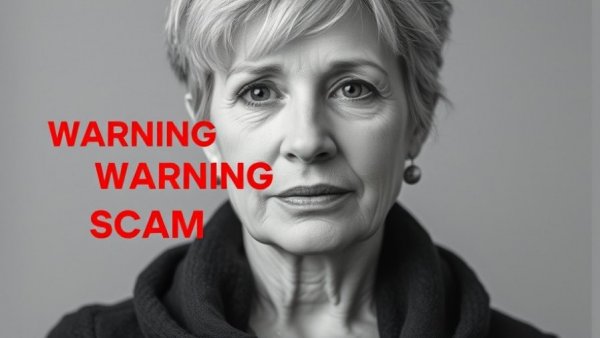Monochrome portrait with warning scam overlay, emphasizing caution in rental property oversight services.