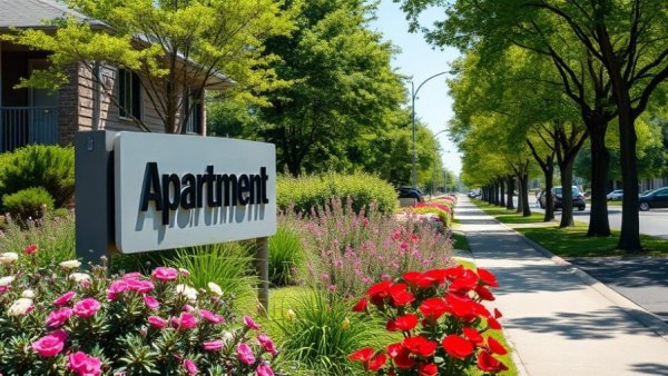 Modern apartment complex sign emphasizing third party property oversight