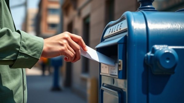 Man mailing a letter at a street mailbox representing the death of the rent check.