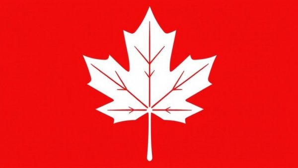 Bold white maple leaf on red background related to real estate operations services.