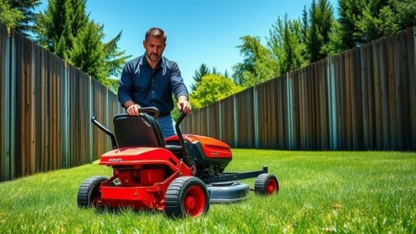Lawn care services in St. Joseph: person mowing a green field.
