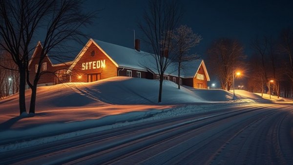 Heavy snow covering building, illustrating snow removal services in Muskegon.