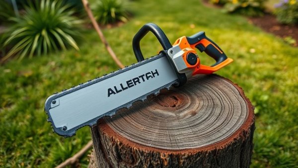 Arbortech ALLSAW landscaping tool cutting through a tree stump.