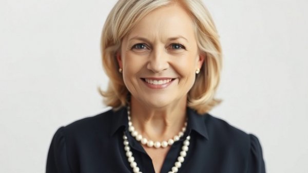 Professional woman in portrait, smiling gently, rental property oversight services context.