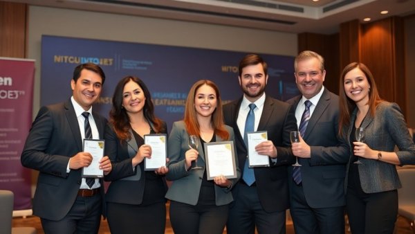 Professionals receiving awards, AI marketing strategies event