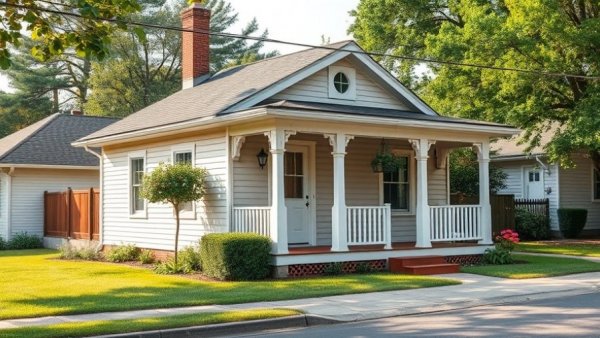 Cozy single-story house with porch for property management services.