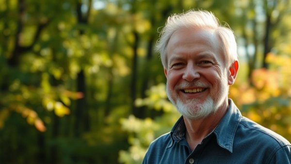 Man in casual wear with forest backdrop, illustrating vegetation management.