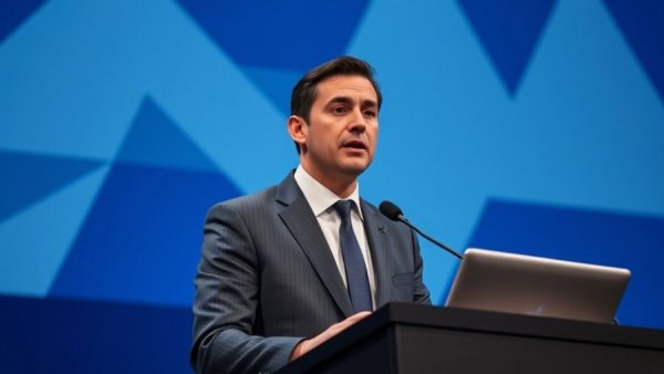 Man presenting on AI-powered property management platform at conference