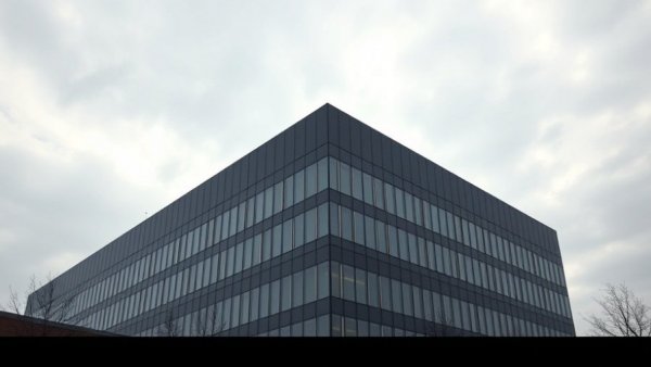 Modern office building illustrating AI in rental property management.
