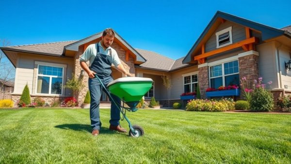 Gardener provides seasonal yard care at modern home.