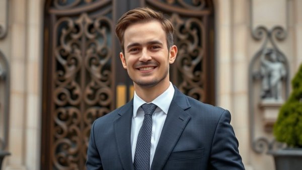 Professional man in a suit smiling, related to RealPage rent-fixing case.