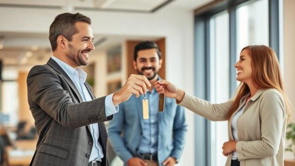 Professional rental administration with expert agent handing keys.