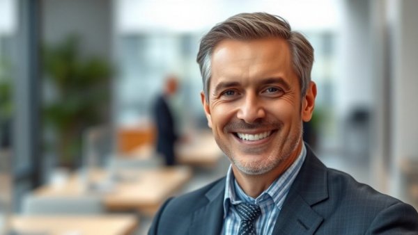 Professional man in office for rental property oversight services