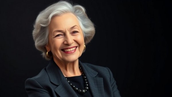 Elegant older woman representing property management leadership