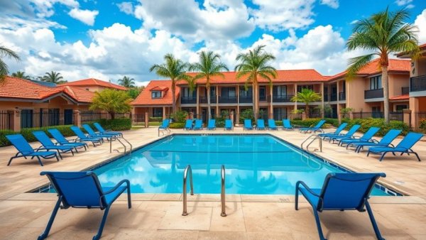 Inviting pool area at a rental property for oversight services