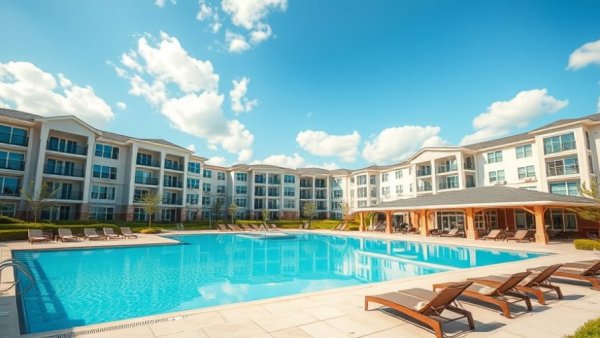 Luxurious multifamily housing complex in Nashville with pool