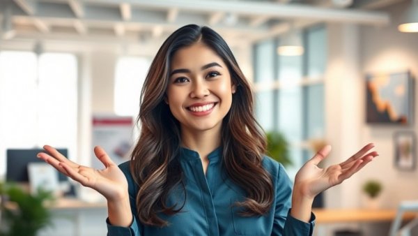 Young woman in a commercial office, embodying youth civic engagement.
