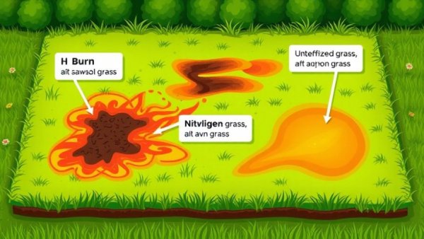 Illustration of yellow grass causes, including effects of nitrogen.