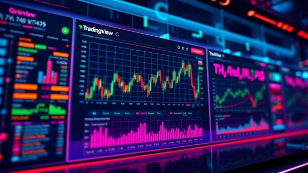 TradingView interface displaying financial graphs and news updates.