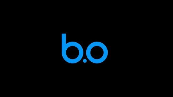 Blue lowercase 'b' logo on black background.