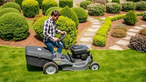 Lawn fertilization and weed control services Muskegon; professional mowing lush grass.