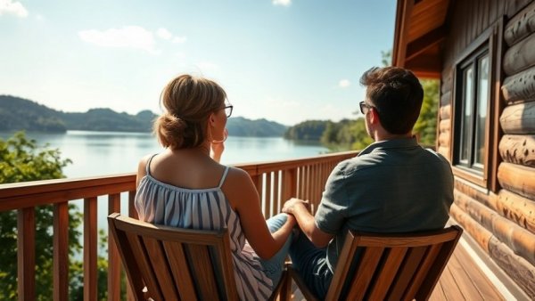 Couple enjoying view on balcony, second-home buyers scenery