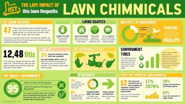 Infographic on organic lawn care impact on chemicals and environment.