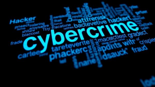 Word cloud highlighting online marketing fraud and cybercrime.
