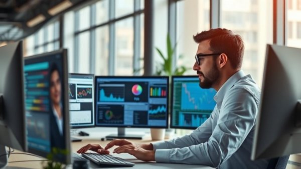 Professionals analyzing data in a modern office; how small businesses are competing with national chains online