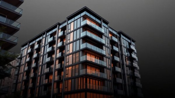 Modern apartment with rental property oversight services contact details.