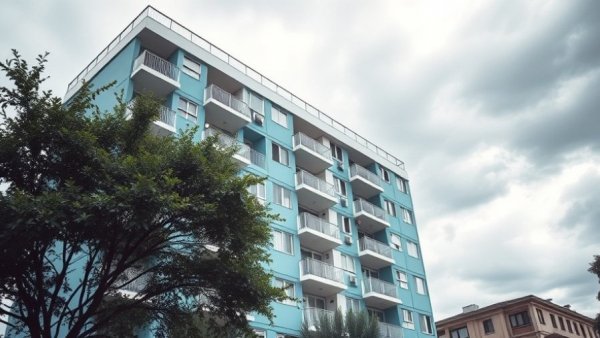 Modern apartment building illustrating mold crisis in rental properties.