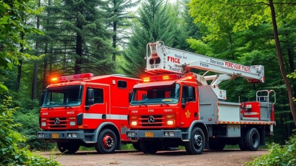 Local tree expert scene with rescue vehicle in Shelby Michigan