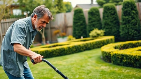 Lawn care in Shelby MI: Man mowing green lawn