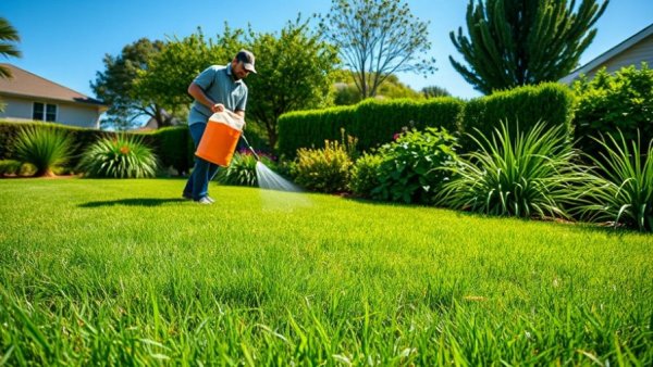 Lawn fertilization and weed control services in Muskegon, lush green grass