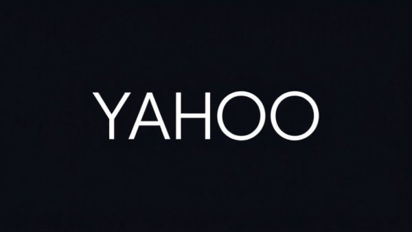 White Yahoo Finance logo on dark gradient background, AI-Powered SEO Assessments
