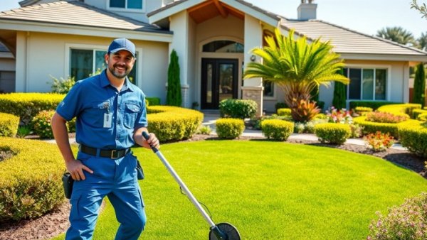 Professional landscapers maintaining a vibrant yard, emphasizing seasonal yard & property care.