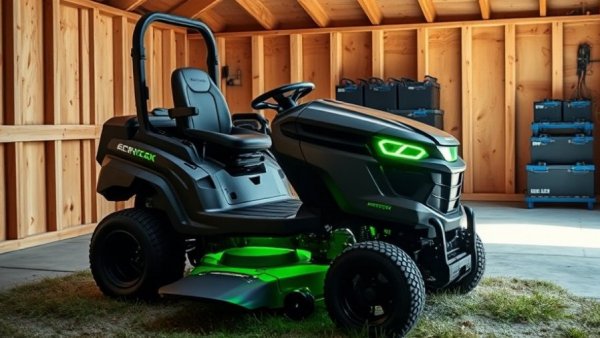 Modern electric lawn care equipment in Muskegon storage
