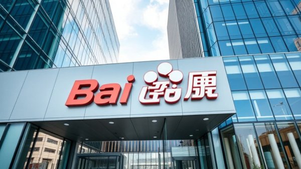 Baidu headquarters exterior showing logo, impacting businesses.