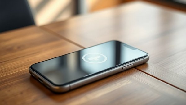 Smartphone displaying Home Depot logo on wooden surface.