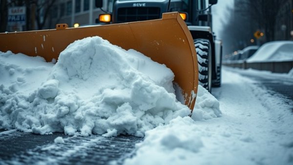 Efficient snow removal for driveway in Muskegon using a snowplow.