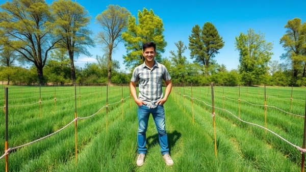 Lawn care expert standing in a testing field in Shelby, MI