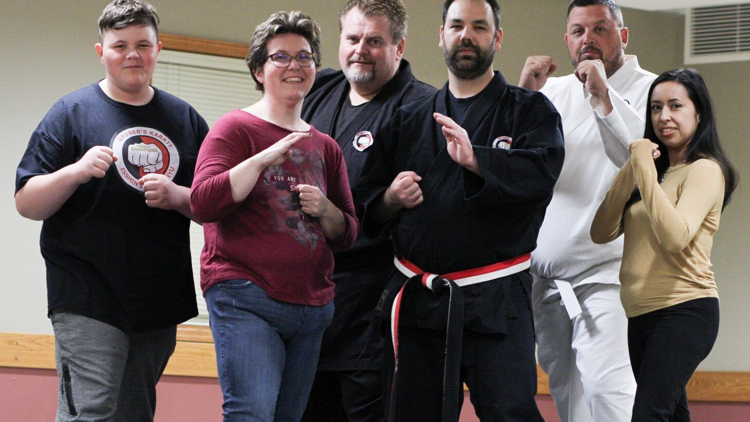 Students practicing Martial Arts Karate techniques at Grubers Karate in Gurnee