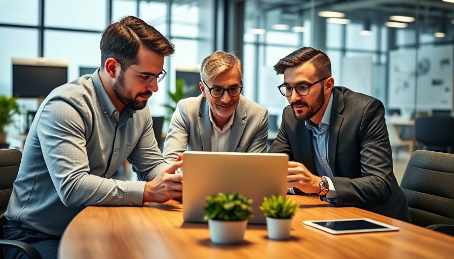 Business team analyzing SiriusXM stock data on a laptop.