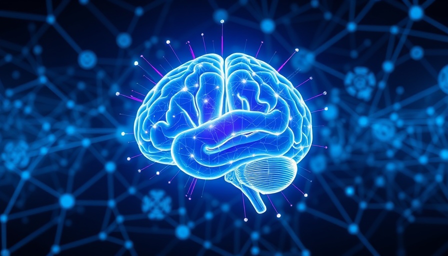 Futuristic digital brain for autism research in a blue tech setting.
