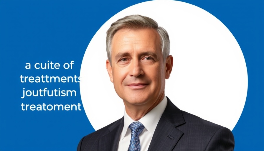 Professional portrait with autism treatments quote in corporate design.