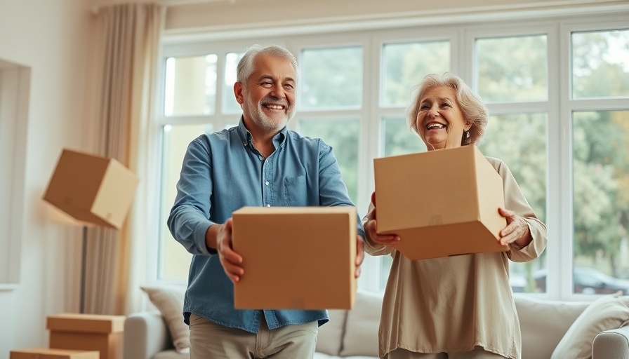 Smart Downsizing: Joyful couple celebrating with moving boxes.