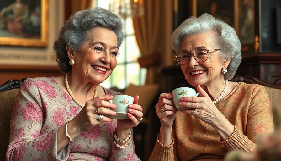 Senior women enjoying tea, discussing senior health premiums.