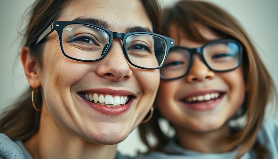 Mother and child smiling together in candid indoor photo.