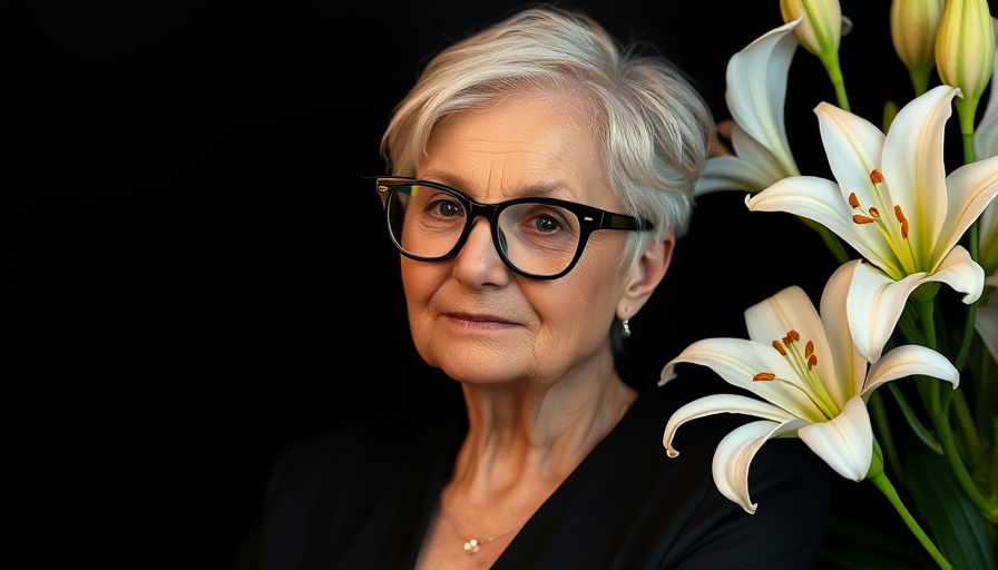 Ann Salerno music and senior care advocate with white lilies.