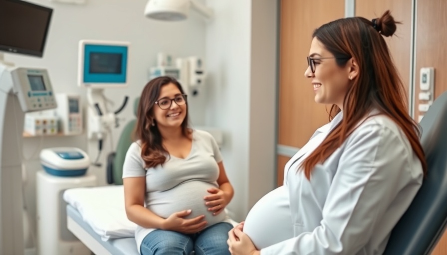 Pregnant woman consulting with Legacy Community Health OB/GYN.